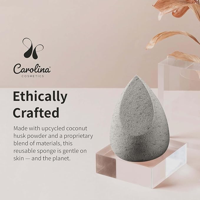 Carolina Cosmetics - Beauty Blender, Plant-Based Makeup Sponge - Soft, Reusable, Latex-Free, Made with Coconut Husk Powder for Foundation & Concealer - Pack of 3