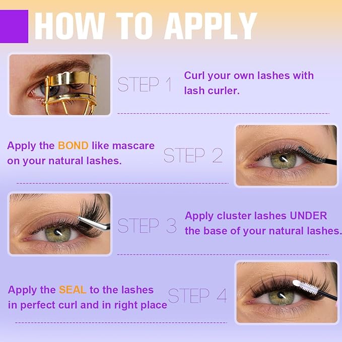 Kiromiro Wispy Lash Clusters Natural Cluster Eyelash Extensions 10-18mm DIY Cluster Lashes C Curl Individual Lashes 144pcs Eyelash Clusters Thin Band Eyelashes Clusters