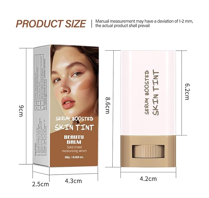 2 Pcs Foundation Stick Beauty Balm Serum Boosted Skin Tint Solid Tinted Moisturizing Serum Contour Stick Foundation for Women Natural Finish Makeup (#01, 0.63 OZ)