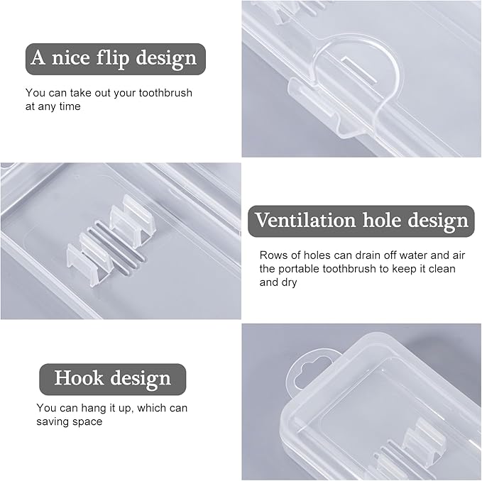 Gamdee Toothbrush Travel Case 2 Pack, Clear Toothbrush Case Holder Travel Size Plastic Toothbrush Holder Toothpaste Storage Container Portable for Traveling, 7.87 x 2.36x 1.18”