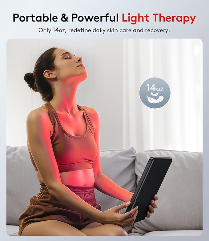 Portable Red Light Panel: Cordless Lightweight 660 850nm LED Light Therapy Device for Women - Red & Infrared Light for Daily Skin Care and Muscle Pain Relief - Including Stand