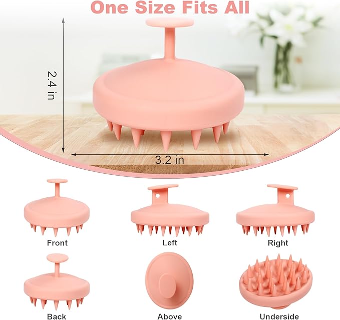 Meartchy Silicone Scalp Massager, Scalp Scrubber for Hair Growth with Soft Bristles, Scalp Exfoliator Brush Dandruff Removal Shampoo Brush for Wet Dry Scalp Care (Pale Pink)
