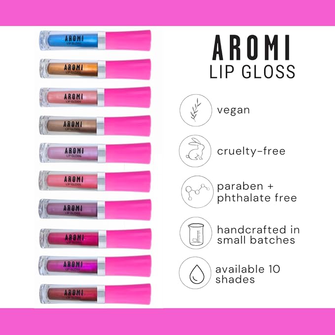 Aromi Bright Blue Lip Gloss | High-Shine, Moisturizing Lip Oil, Vegan, Cruelty-free, Metallic Glossy Finish (Ice Princess)