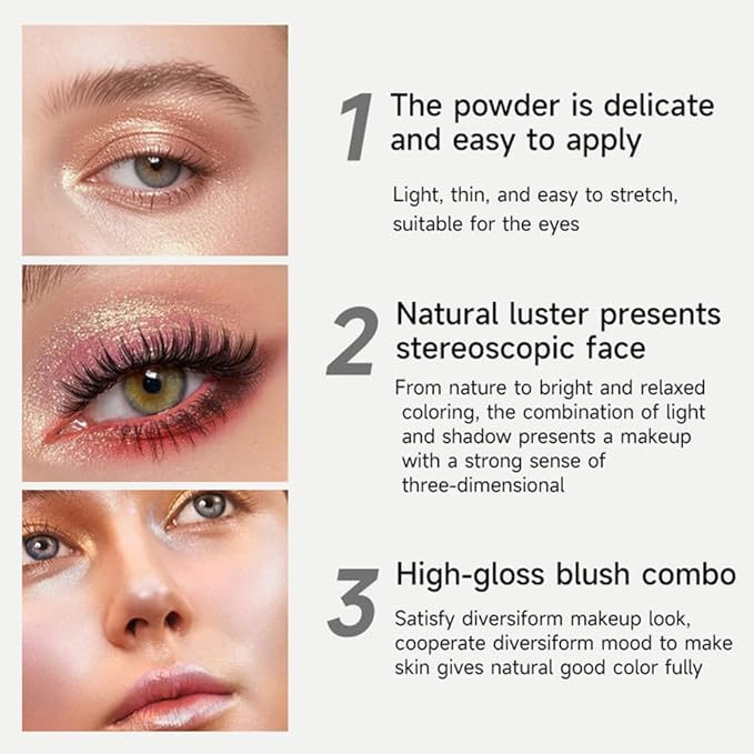 Monochrome Cream Glittle Eyeshadow Palette Makeup, High Pigment Natural Sombras Crema Para Ojos, Pink Shimmer Single Shimmer Eye Shadow for Older Women, Talc, Paraben & Cruelty Free