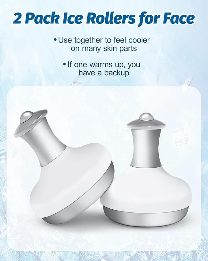 Metal Ice Stick with Cryogel, Eye Depuffer Tool, Face Roller Freezer for Women, Ice Wand for Different Skin, Cryogel Ice roller After Eye Lift Surgey (2 Pack)