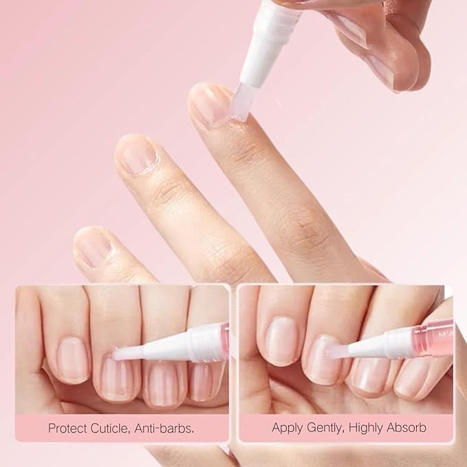 SASSYTIP Nail Strengthen Oil Pen | Fast-Absorbing Cuticle Oil with Biotin & Ginseng | For Brittle & Peeling Nails | Jasmine, Rose, Lemon Scents | Home, Office, Travel Use (3PCS)