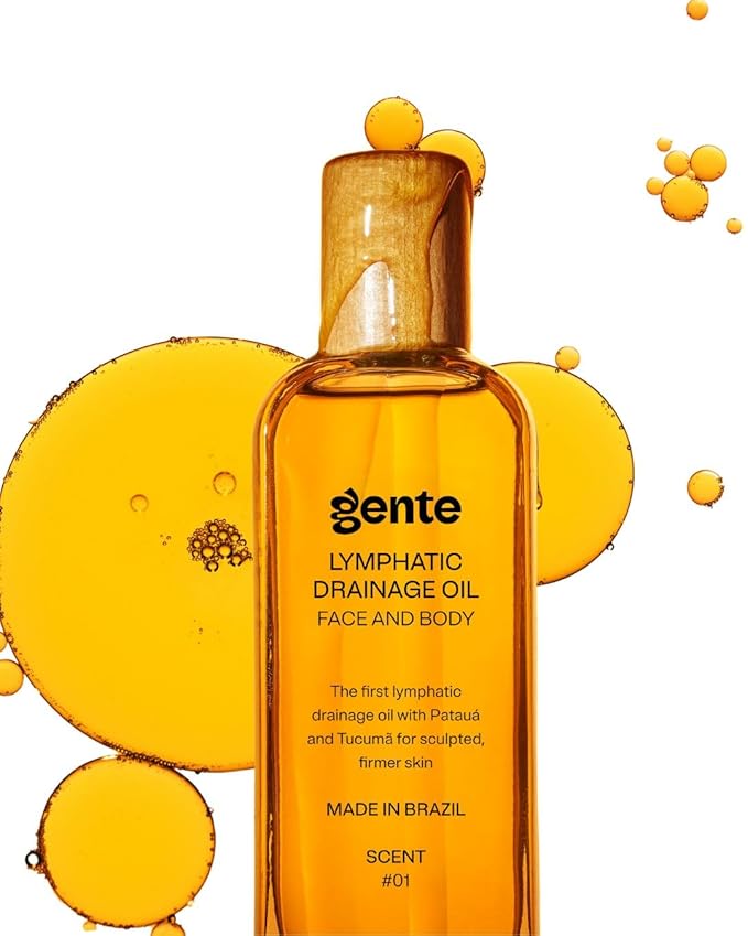 GENTE BEAUTY Lymphatic Drainage Oil, Body Sculpting Formula, Brazilian Oils Blend with Pataua, Coffea Arabica, Mulateiro Extract (100ml, Scented)