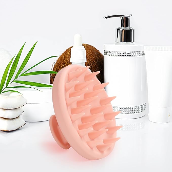 Meartchy Silicone Scalp Massager, Scalp Scrubber for Hair Growth with Soft Bristles, Scalp Exfoliator Brush Dandruff Removal Shampoo Brush for Wet Dry Scalp Care (Pale Pink)