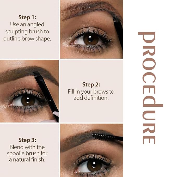 3 Colors Eyebrow Powder Kit for Women, Long-Lasting Waterproof Matte Brow Powder, Eye Brow Powder with 2 Double-ended Eyebrow Brush, Purse-Friendly Compact (A02#Smoky Gray, 1Pcs)