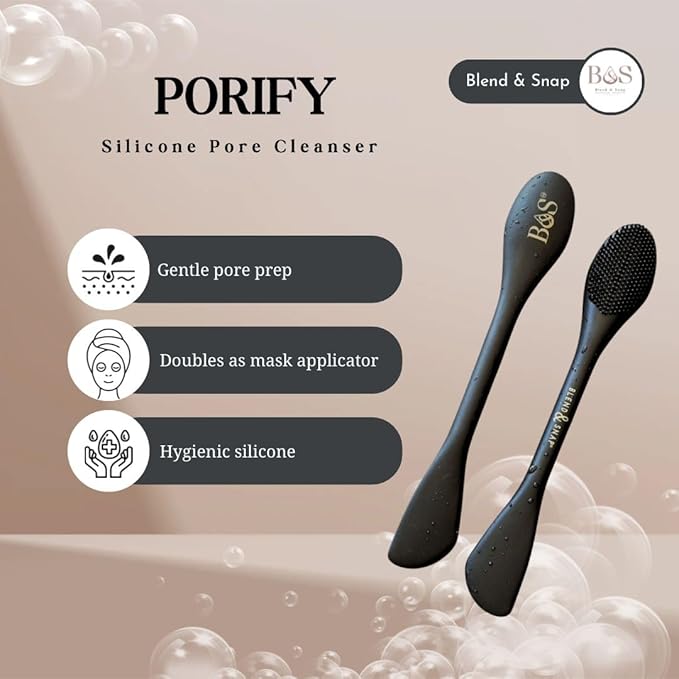 BLEND & SNAP Porify - Silicone Pore Cleanser Brush - Daily Skin Preparation for Skincare, Cleansing Scrubbing Tool, Face Mask Applicator, Gentle Exfoliation & Face Massager for Sensitive Skin