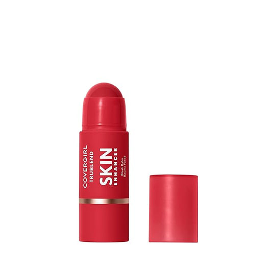 COVERGIRL Trublend Skin Enhancer Blush Balm Stick, Vegan Formula, Easy to Use, Glides on Effortlessly, Non-Greasy, Doesn't Crease - 225 Candied Strawberry (Bright Red)