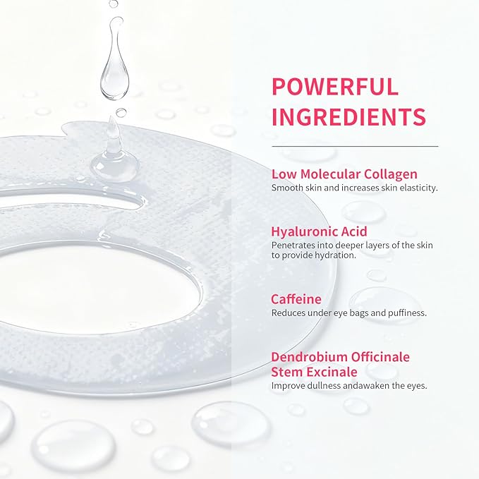OK Shape Eye Masks, 360° Fit Under Eye Patches with Caffeine and Collagen, Firming & Hydrating Eye Mask for Dark Circles and Puffiness, Self Care Gifts for Women - 6 Pairs, Mystery White