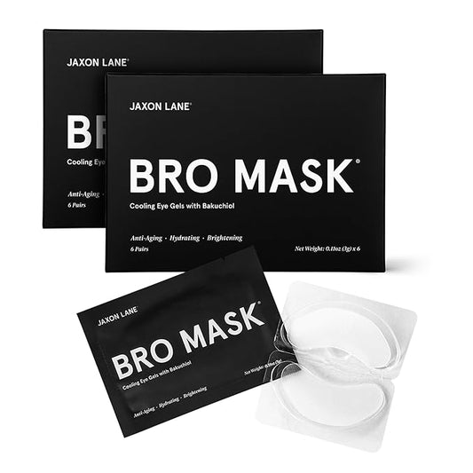 BRO MASK Under Eye Patches for Men with Hydrogel (6 pairs) - Anti-Aging Korean Eye Masks for Dark Circles and Puffiness - Puffy Under Eye Treatment - Perfect Skin Care for Men