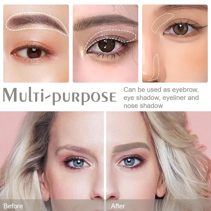3 Colors Eyebrow Powder Kit for Women, Long-Lasting Waterproof Matte Brow Powder, Eye Brow Powder with 2 Double-ended Eyebrow Brush, Purse-Friendly Compact (A03#Black Tea, 1Pcs)