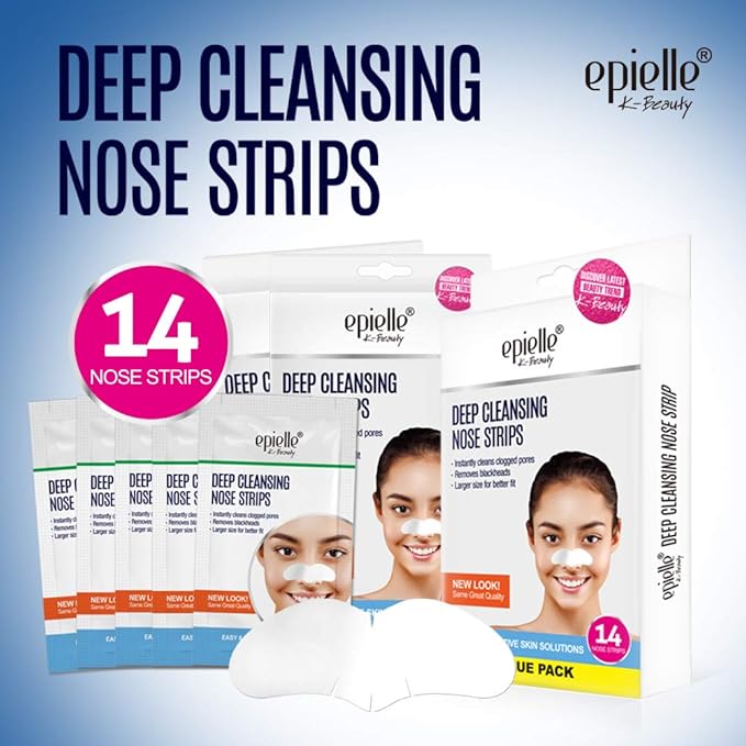 Original Epielle Deep Cleansing Nose Strips, Pore Strips for Clogged Pores, Blackhead Removal, Oily Skin, Easy and Effective, K- Beauty Skin Solutions, 14 Count Value Pack