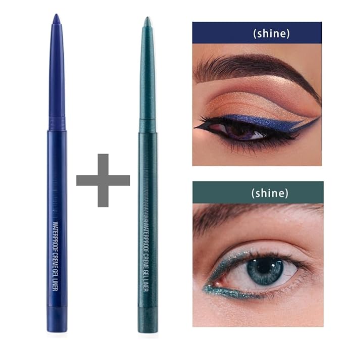 eyeliner pencil retractable eyeliner creamy pigmented smudge proof eye liner pen Shimmer Blue & Shimmer Green