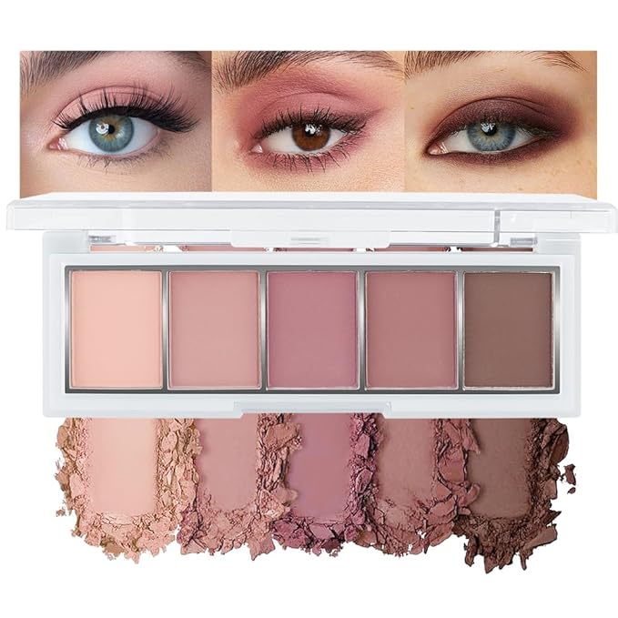 Mini Matte Rose Nude Eyeshadow Palette – Dusty Rose, Mauve Pink & Cocoa Brown Neutral Eye Shadow, High-Pigment Blendable Long-Lasting Soft Glam Pink Brown Makeup for Daily Natural Looks & Mature Eyes