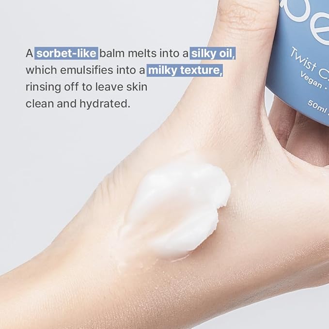 Naisture Bebare Twist Cleansing Balm with Hygienic Twist Dispenser: Cleanser for Heavy Makeup Removal, Hydrating Facial Wash for All Skin Types. Korean Vegan Skincare with Natural Oils, 1.69 Fl Oz