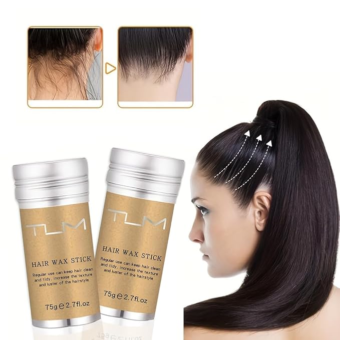 QINGFANGLI Hair Wax Stick, Strong Hold 24 Hours Matte Hair Styling Wax, Non Sticky No White Residue, Portable Solid Hair Wax for Short to Medium Hair, Easy to Apply & Wash Out, 2.7oz/75g