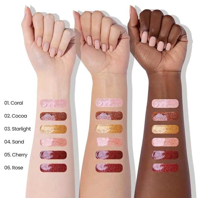 SUAKE Liquid Sparkling Glitter Eye Shadow – Rose Gold Cherry Eyeshadow, Eyeliner, Eyelid Shimmer Highlight Makeup, Highly Pigmented sombra de para ojos,Waterproof Quick-Drying (04Sand#)