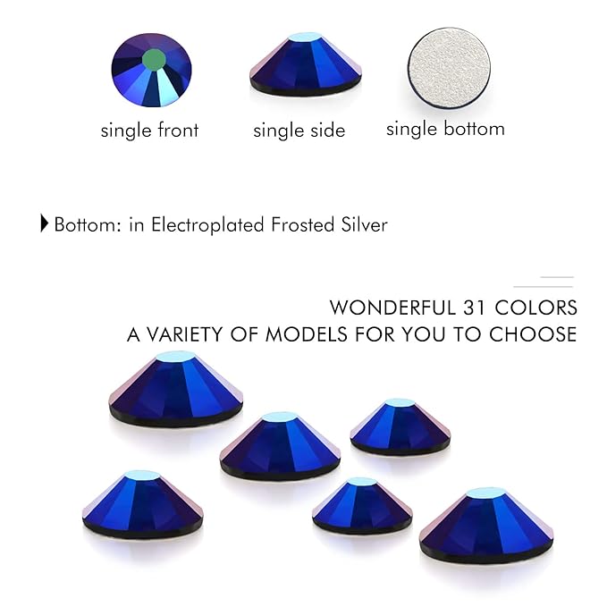 1440Pcs Jet Ab Crystal Rhinestones,Glass Flatback Rhinestones Gemstones for Nail Face Makeup Art Crafts Clothes Decoration -(SS12,3.0mm,Jet Ab)