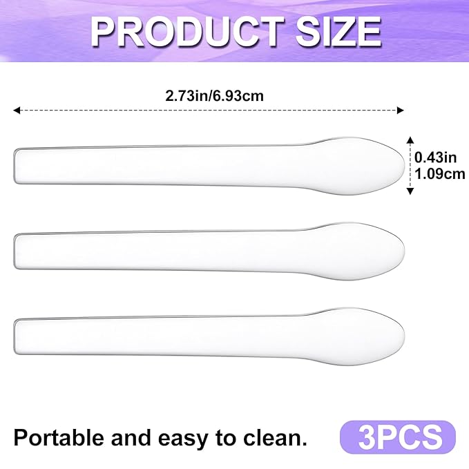 Pndeyo 3pcs Mini Metal Makeup Spatula, Silver Reusable Cosmetic Cream Spatulas Spoon, Skincare Scoop Applicator Facial Massage Beauty Tools for Mixing and Sampling Face Eye Cream- 2.73"×0.43"