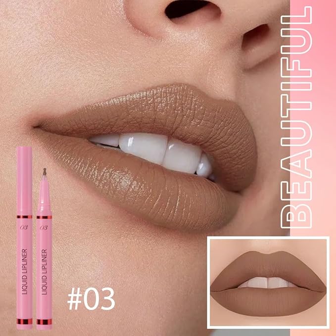 Hxssll Mocha Brown Lip Liner Stain – 24H Longwear Waterproof Matte Lip Contour Pen, Transfer-Proof Precision Marker for Defining & Outlining Lips All Day Stay Lip Lip Liner Marker 03#