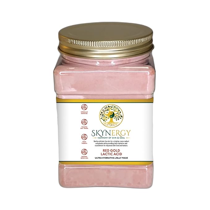 Red Gold Lactic Acid Jelly Mask - Professional & Smoothing Face Mask for Radiation, Hydrated Skin, Glow, Suitable for All Skin Types, Vajafacial Jelly Mask | 12 Applications (30 Fl Oz)