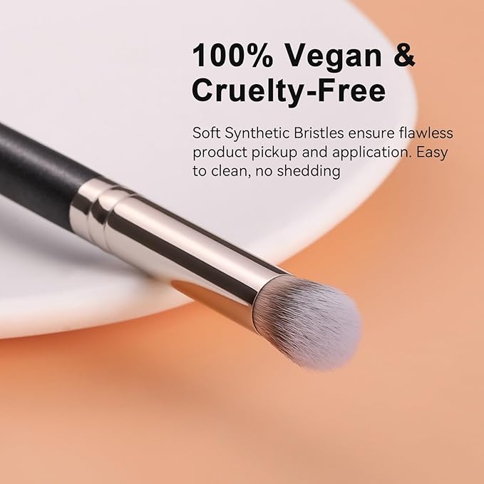 TEOYALL Eyeshadow Blending Brush, Soft Dense Synthetic Bristles Crease Brush For Powder Cream Contour Bronzer Concealer