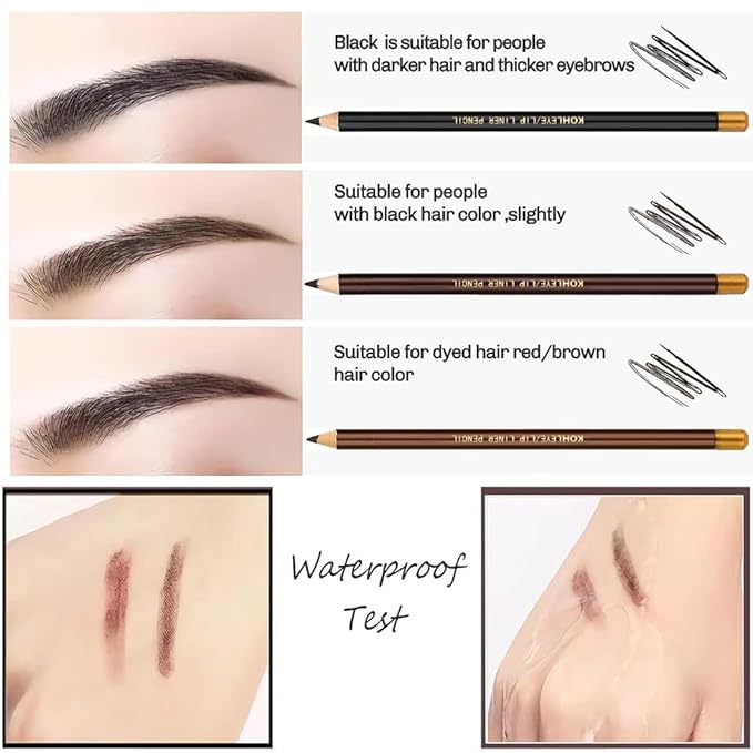 5Pcs Wooden Hard-Core Eyebrow Pencils for Women, Light Brown Eyebrow and Eyeliner Pencil, Long Lasting Waterproof and Sweat-Proof, Beginner Makeup Brow Pencil, Create a Natural Eye Brow