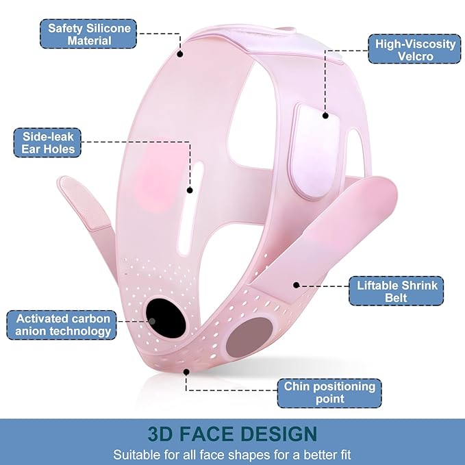 Face Slimming Mask, Pink Facial Toning Device for Face Lifting, Blood Circulation, Neck Firming