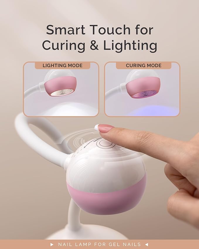MelodySusie Gooseneck Cordless UV Nail Lamp with Adjustable Light Angle, S-Pro09M 2-In-1 Rechargeable Fast Curing Nail Dryer Cures All Gels, Especially Rhinestone Glue & Liner Gel Polish