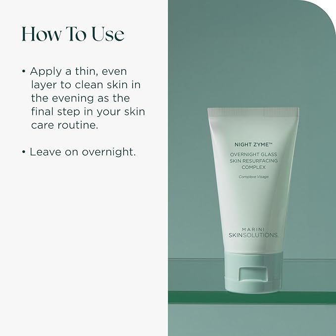 Marini SkinSolutions Night Zyme - Overnight Glass Skin Resurfacing Complex - Face Mask with Proteolytic Papaya Enzymes & Peptides - All Skin Types - Cruelty Free - Made in the USA - 1.7 oz