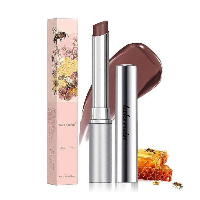 Honey Lipstick Tinted Lip Balm - Sheer Hydrating Lipstick for All Skin Tones - Moisturizing Lip Color, Nourishing Lip Balm with a Hint of Natural Black Cherry Tint (Nude Honey)