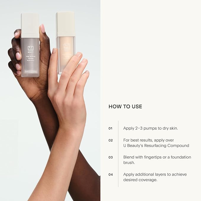 U Beauty The Super Tinted Hydrator Hyaluronic Acid Moisturizing Cream - Mega-Dose Skin Hydrator for Supple, Smooth, and Softer-Looking Skin For Up To 48 Hours - Shade 2-1.0 oz