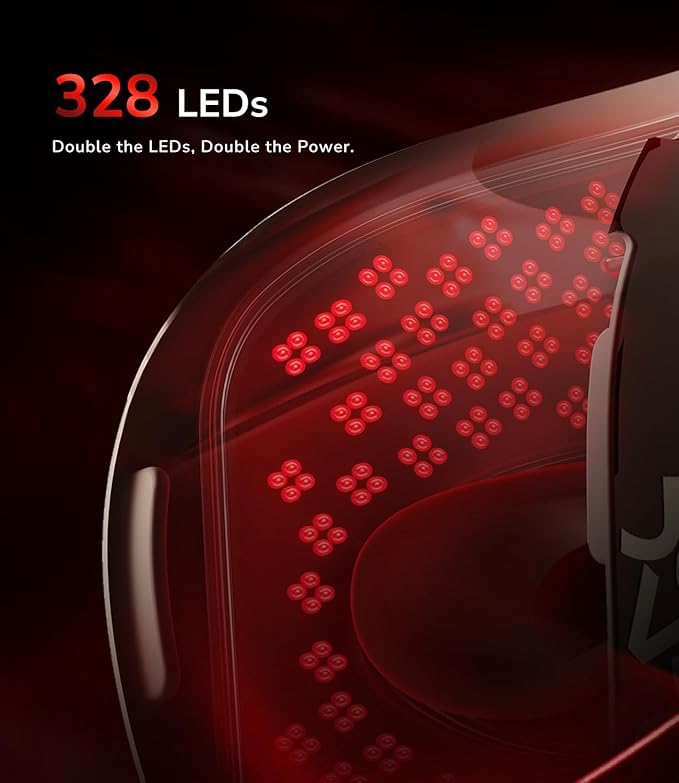JOVS 4D Red Light Therapy Mask for Face with 4 Color Light Modes, Breathable Wireless 328 LEDs Face Mask with 850NM Near-Infrared Light, Portable LED Face Mask Light Therapy with Timer for Home Travel
