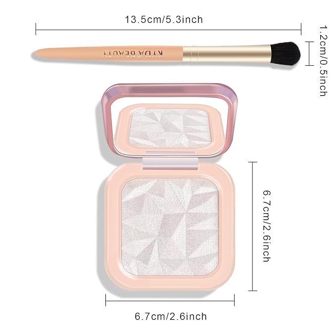 Highlighter Makeup Palette, High Glossy Face Illuminator Palette, Pearl Shimmer Smooth Baked Powder with Natural Glow Finish, Face Glitter Lasting Sparkling Luminizers Highlighter-PEARL