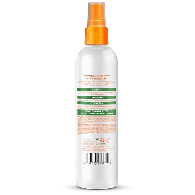 Cantu Leave-In Conditioning Mist with Pure Shea Butter, 8 fl oz (Pack of 2)