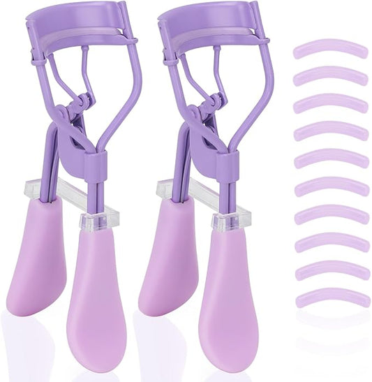 ODELY Eyelash Curler with Pads, Lash Curler 2 Pcs with 10 Extra Silicone Replacement Pads, Comfortable Grip for Effortless Curling – Eyelashes for The Perfect Eye Contour (Hyacinth Purple)