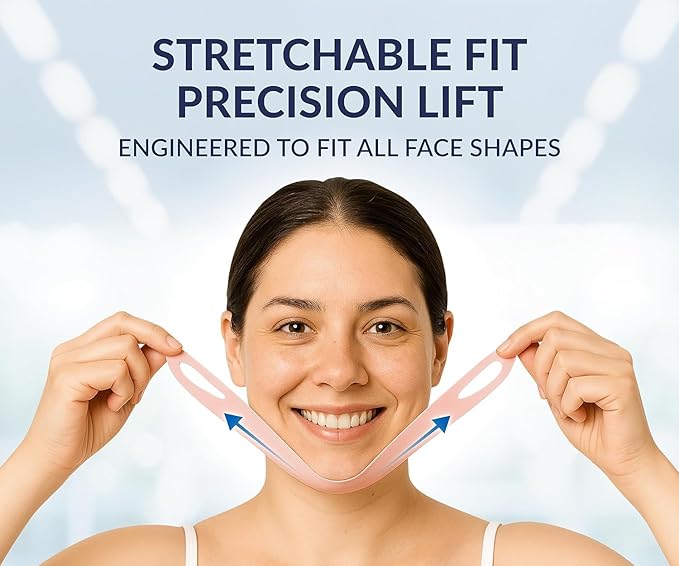 STYLIA V Line Lifting Collagen Mask - Lift, Firm & Contour Jawline - Tightening Double Chin Strap with Hyaluronic Acid & Aloe - Neck Tightening and Lifting Mask - Jawline Shaper Face Lift Tape (2PC)
