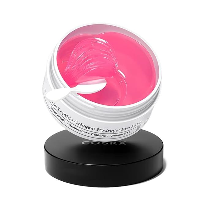 COSRX Pink Peptides Collagen Hydrogel Eye Patch for Puffy Eyes and Dark Circles, Under Eye Mask, 60 Under Eye Patches, Korean Skin Care - Stocking stuffers for women