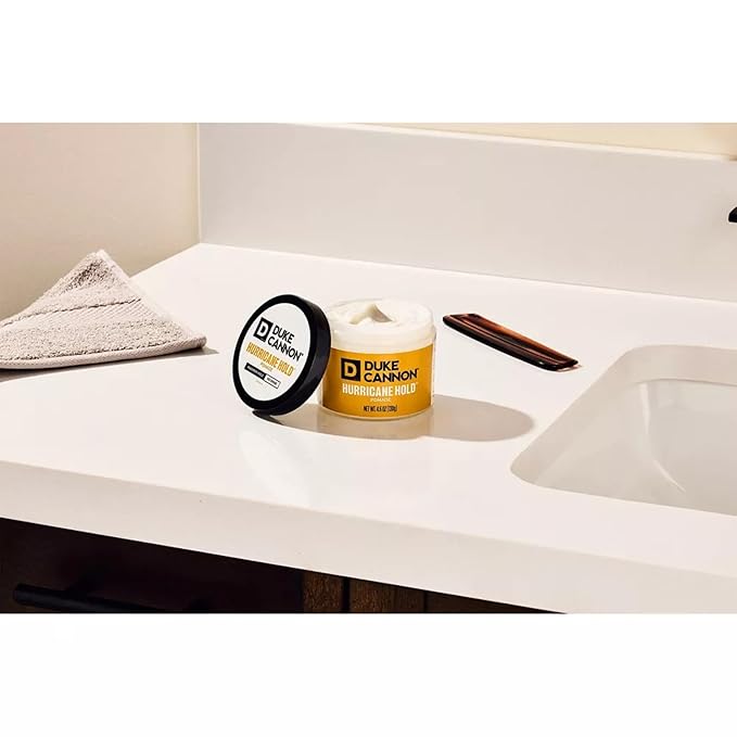 Duke Cannon Supply Co. Hurricane Hold Pomade – 4.6 oz – Extra Strong Hold, No Shine, Water-Based for Easy Washout, Long-Lasting Hair Control