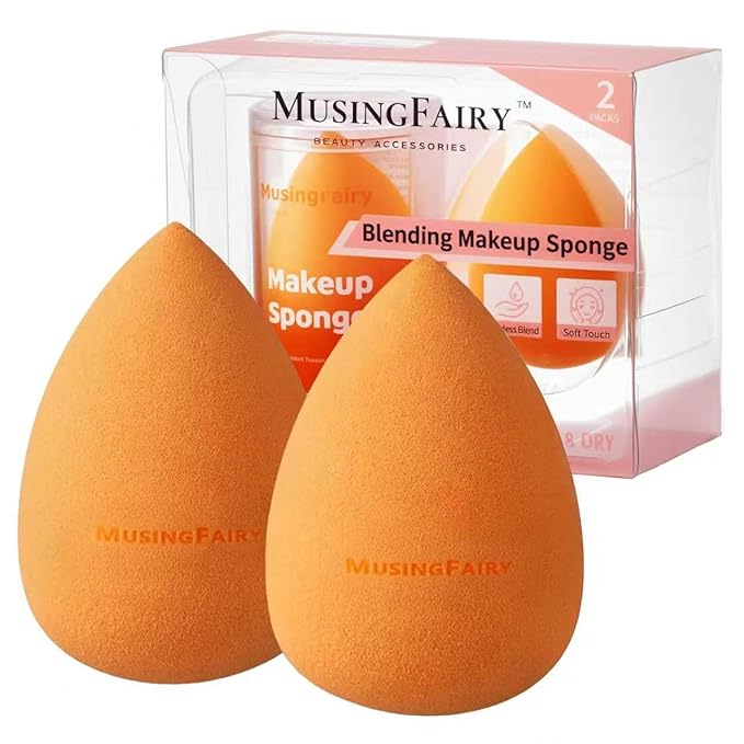 2 Pack Makeup Blending Sponge Set with Acrylic Storage Case, Latex-Free Beauty Sponge Blenders,For Matte & Smooth Foundation, Flawless Matte Finish,Streak-Free Finish,Easy to Clean