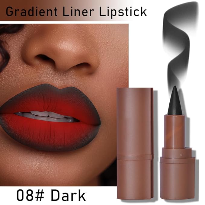 BAISEN DIARY 2-in-1 Gradient Lip Liner and Lipstick Lip Combo Set - Achieve Flawless Contour and Gradual Ombre Effect with Easy-to-Use Crayon Form and Cone Tip (08# Dark, 1 Count (Pack of 1))