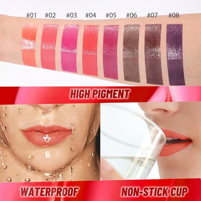 JUAAZIN Vivid Apricot Lip Stain Peel Off Lip Gloss oil Dual-Ended Combo, Lips Liner Stain Peel Off Tattoo, Long Lasting & Waterproof, Transfer-Proof Lip Tint Stain with Lip oil for All Skin Type 01#