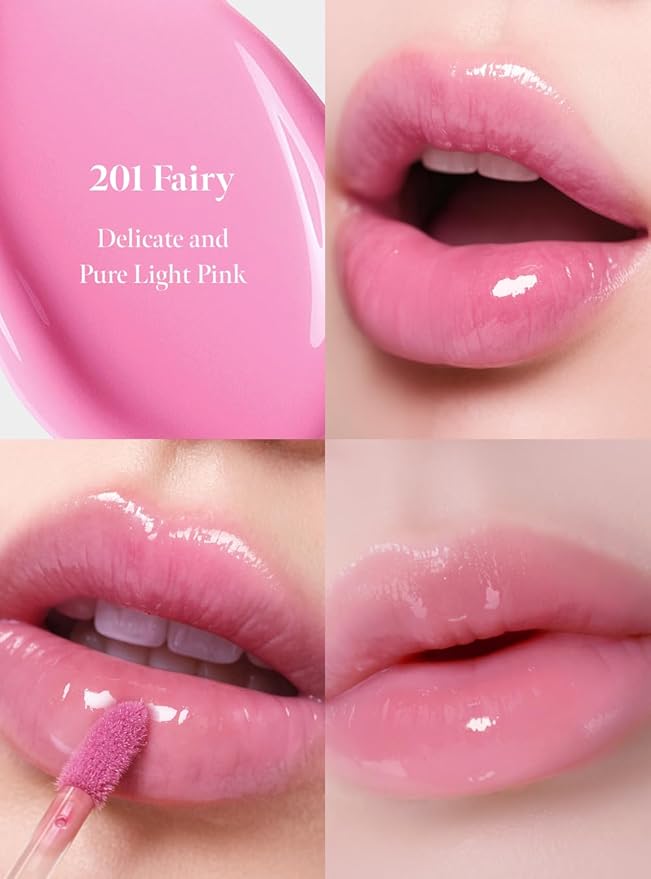 CORALHAZE Dew Drop Tint #201 Fairy 4.5g, Glossy, Lightweight Lip Stain, Glass-Like, High Shine, Moisturizing Lip Oil, Long Lasting Color, Hydrating Gloss, Dewy Finish, Korean Beauty Makeup