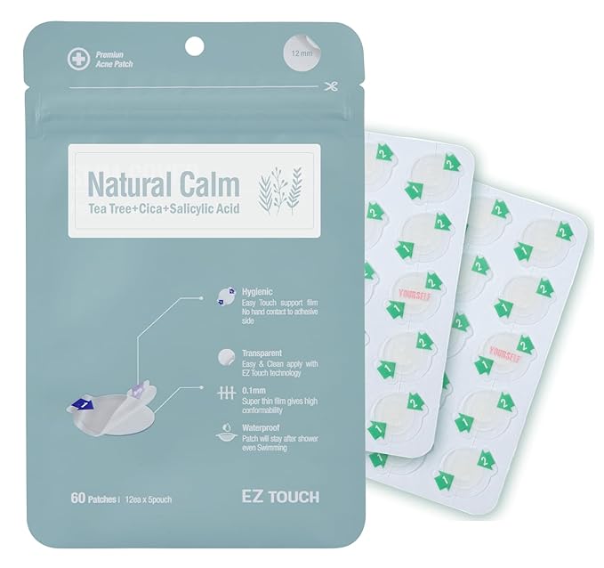EZ Touch Acne Pimple Patch(75 Patches) New Normal Easy & Clean Innovative Patch, Natural Calm 10mm 75ea