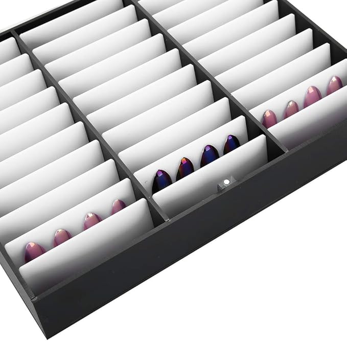 Semme Nail Storage Box, Display Box Nail Art Decoration Container Empty Nail Tips Storage Box Fake Nail Display Case(Black)