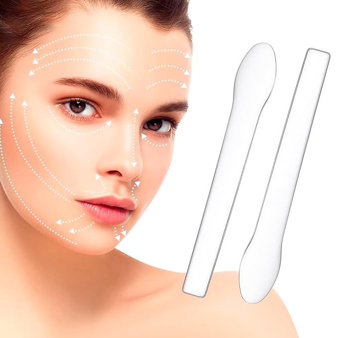Pndeyo 3pcs Mini Metal Makeup Spatula, Silver Reusable Cosmetic Cream Spatulas Spoon, Skincare Scoop Applicator Facial Massage Beauty Tools for Mixing and Sampling Face Eye Cream- 2.73"×0.43"