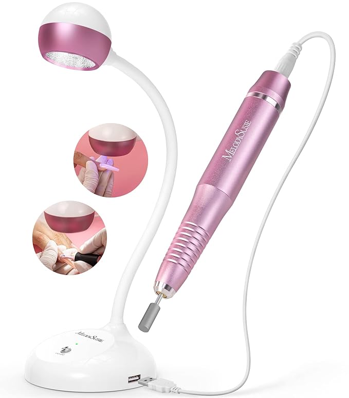MelodySusie X3 Nail Tools Kit, Professional LED UV Nail Lamp with Nail Drill for Gel Nails, Flash Cure Gel Nail Lamp for Acrylic Nail Extension, Rechargeable Cordless Nail Art Lamp with UV LED 2 Modes